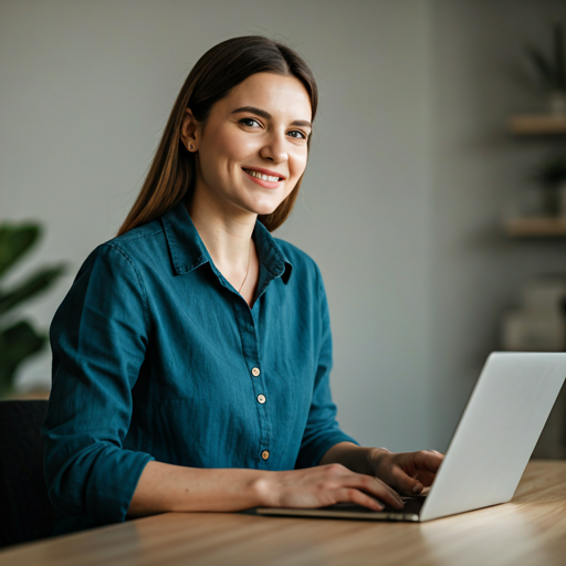 Professional reviewing website content in a modern office
